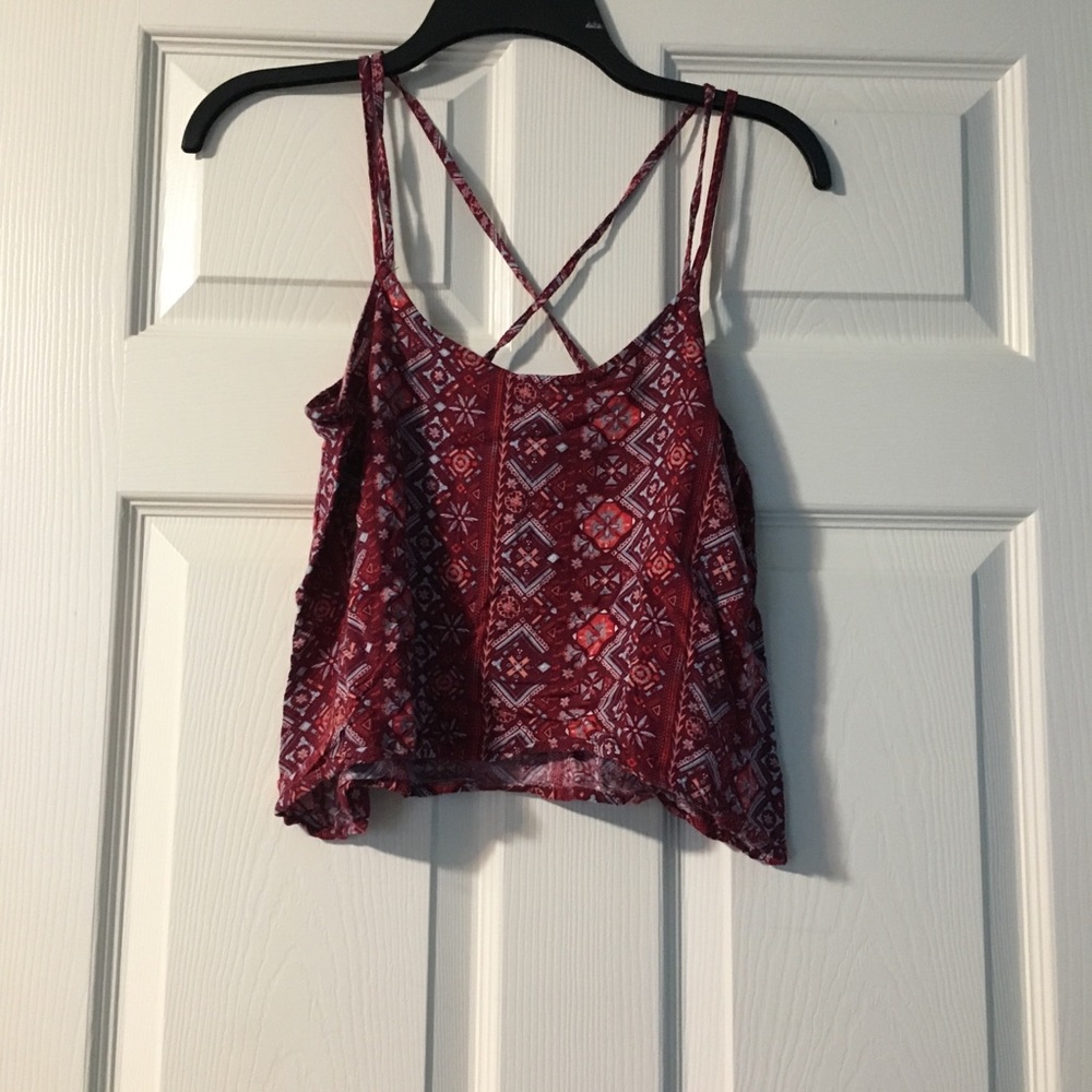 Red patterned crop top